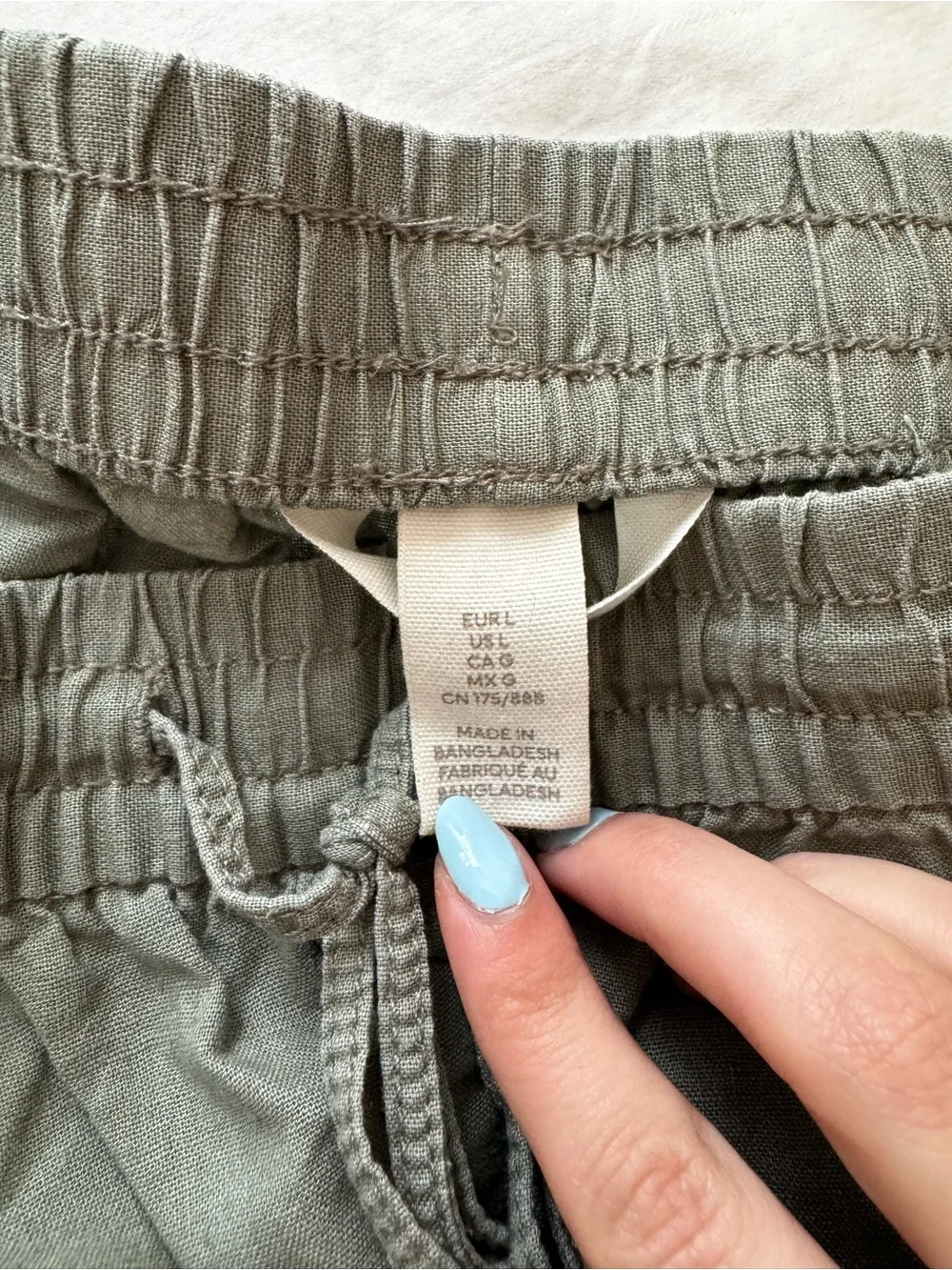 H&M Linen Olive Drawstring Casual Pants